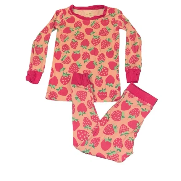 Little Sleepies Pink and Green Sweet Strawberry Long Sleeve pajamas - 18-24 M - Picture 1 of 4